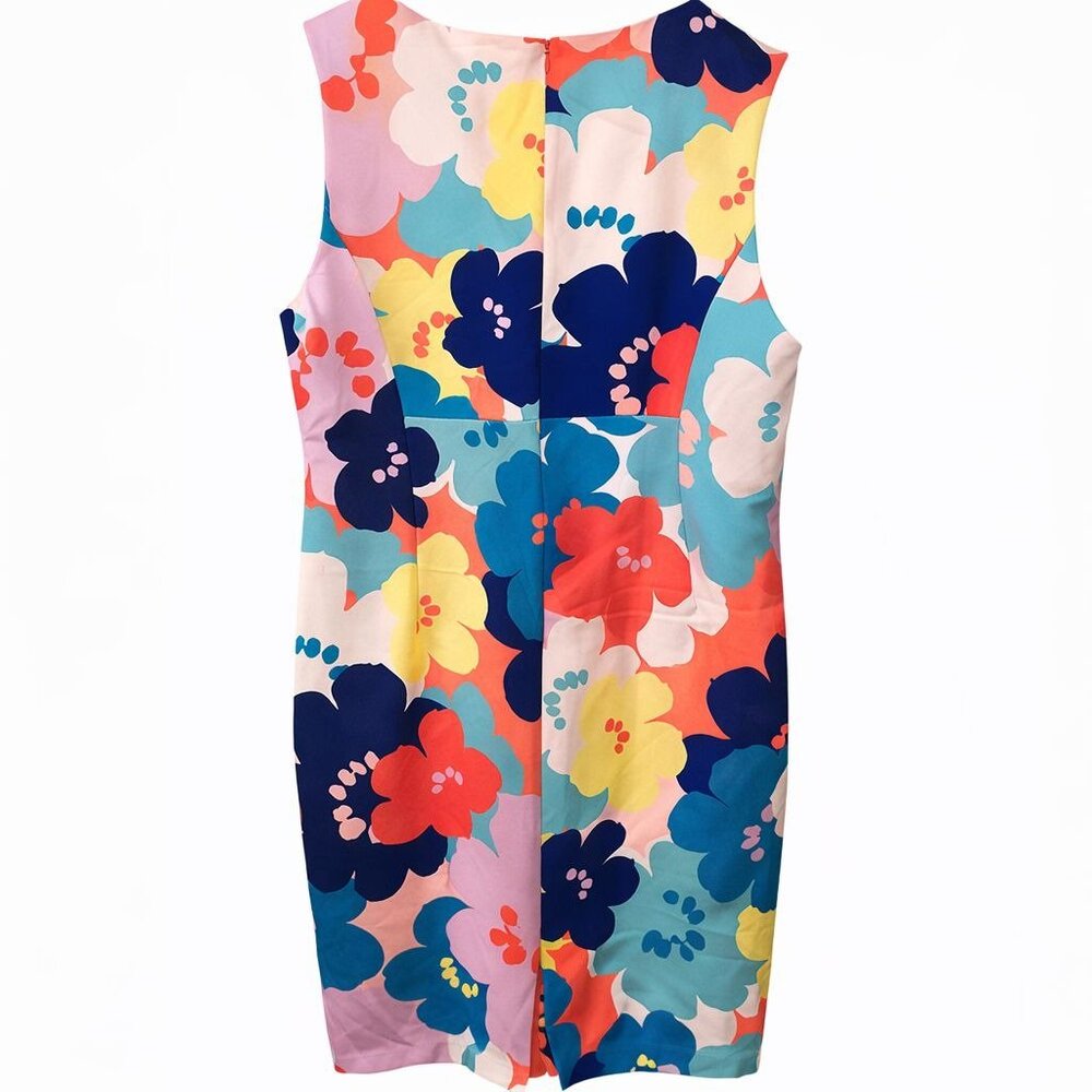 Trina by Trina Turk Coral Lily Sleeveless Floral V Neck Spring Shift Dress, XL - Picture 4 of 6